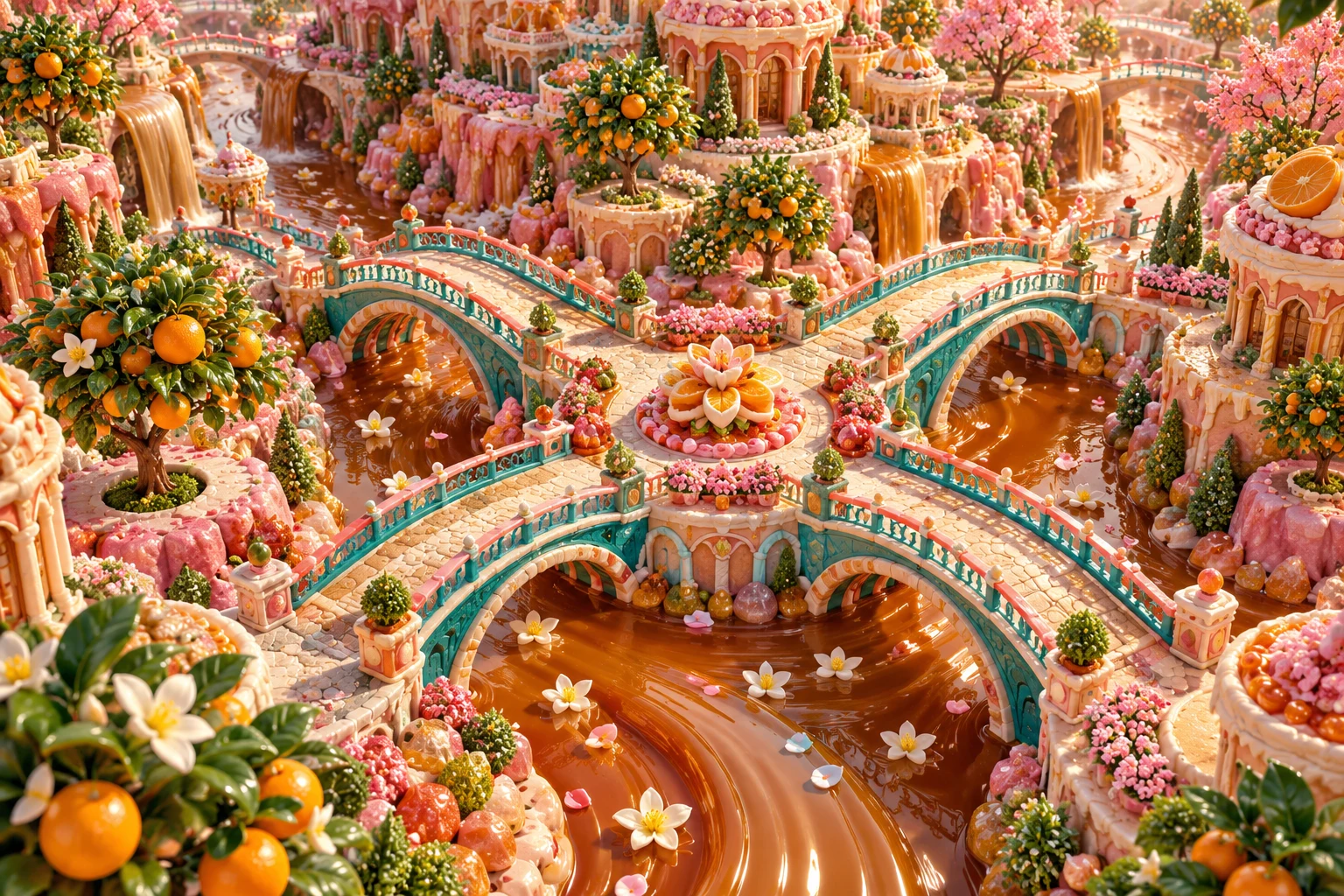 Sugar junction in Faleruni's illustrated fruit and confectionery world